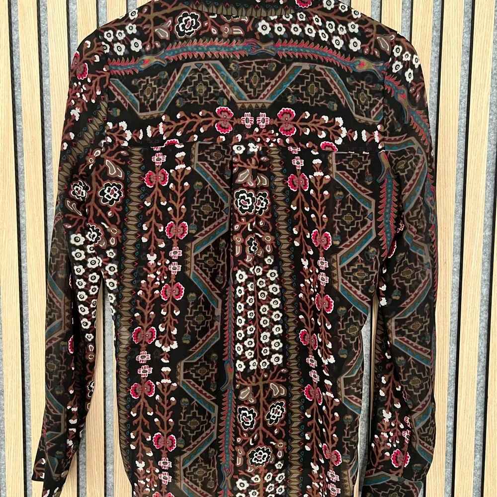 Veronica Beard Black and Red Patterned Blouse - Picture 2 of 4